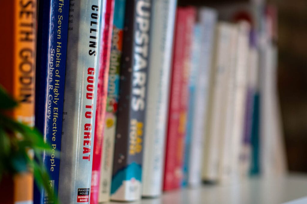 Books in the shelf at Project Neon 